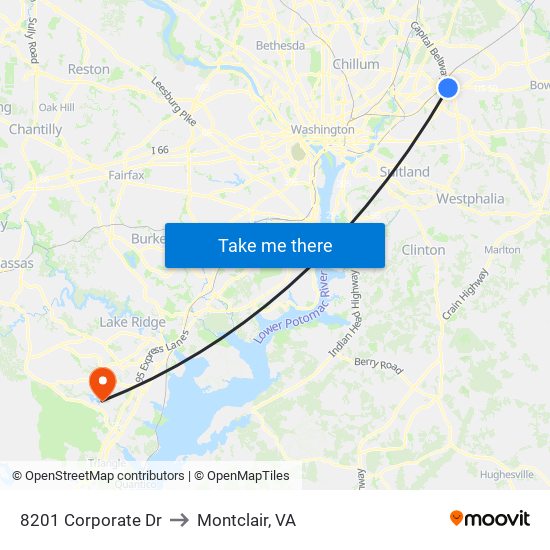 8201 Corporate Dr to Montclair, VA map