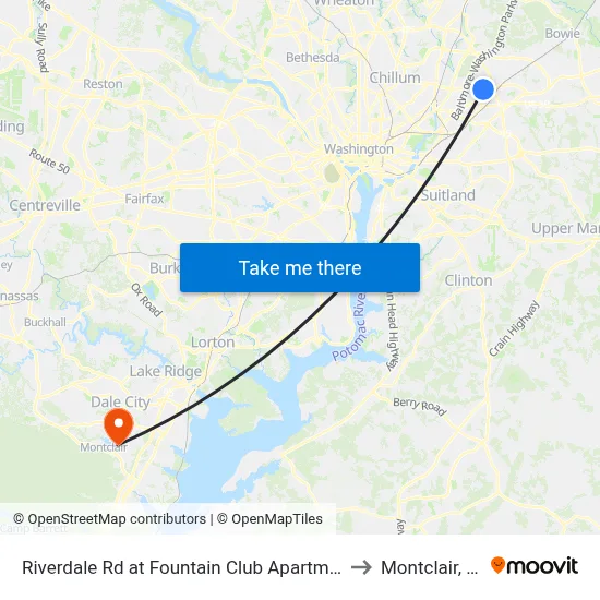 Riverdale Rd at Fountain Club Apartments to Montclair, VA map