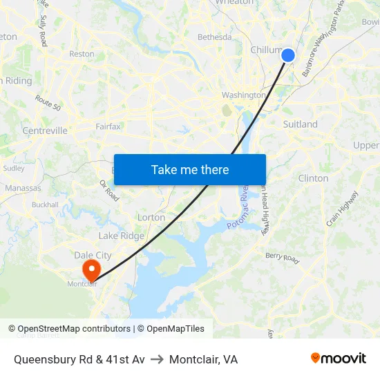 Queensbury Rd & 41st Av to Montclair, VA map