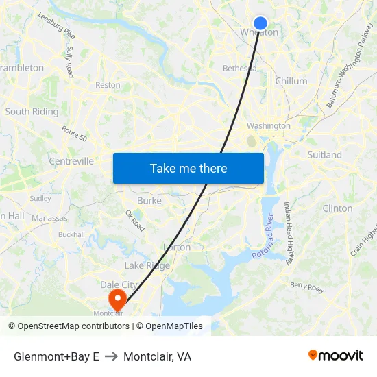 Glenmont+Bay E to Montclair, VA map