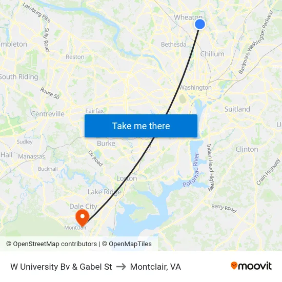 W University Bv & Gabel St to Montclair, VA map