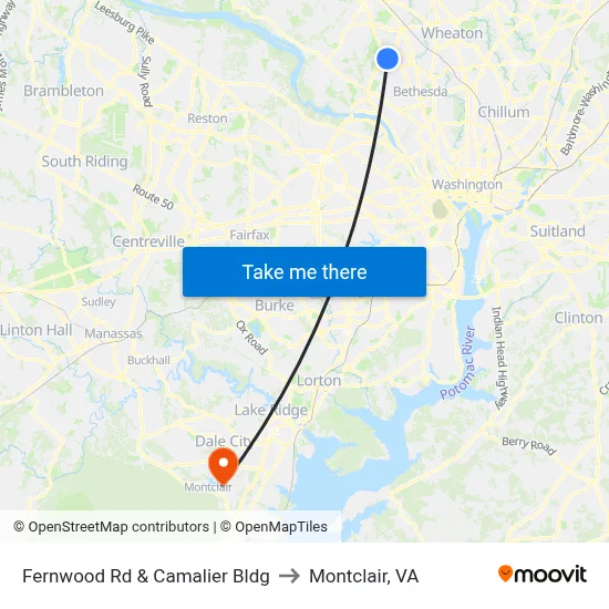 Fernwood Rd & Camalier Bldg to Montclair, VA map