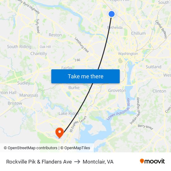 Rockville Pik & Flanders Ave to Montclair, VA map