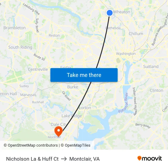 Nicholson La & Huff Ct to Montclair, VA map