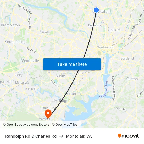 Randolph Rd & Charles Rd to Montclair, VA map
