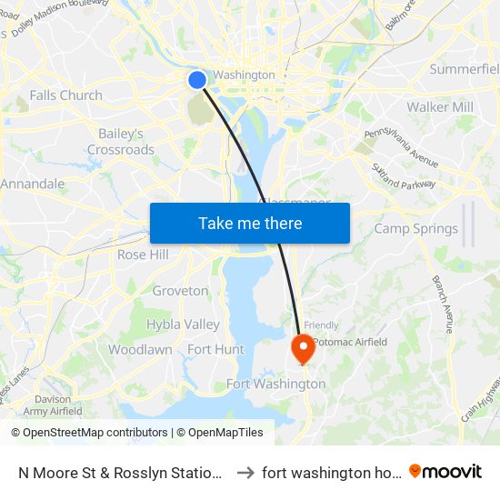 N Moore St & Rosslyn Station Bus Ba to fort washington hospital map