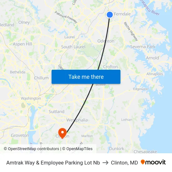 Amtrak Way & Employee Parking Lot Nb to Clinton, MD map