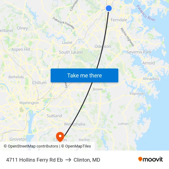 4711 Hollins Ferry Rd Eb to Clinton, MD map