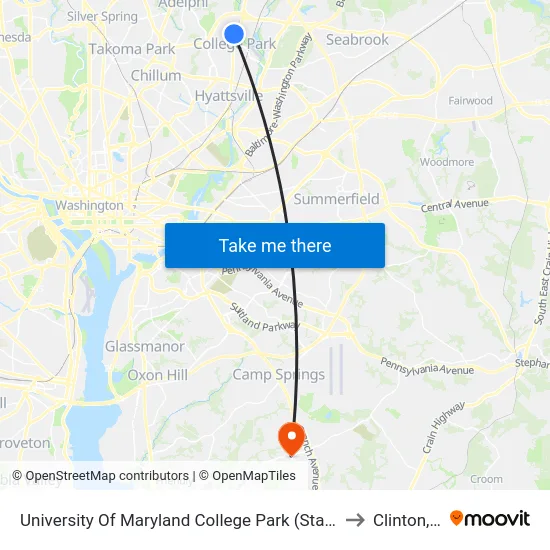 University Of Maryland College Park (Stadium Dr.) Nb to Clinton, MD map