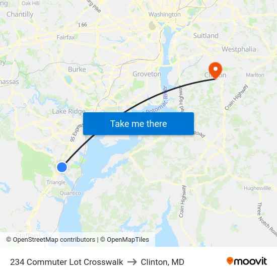 234 Commuter Lot Crosswalk to Clinton, MD map