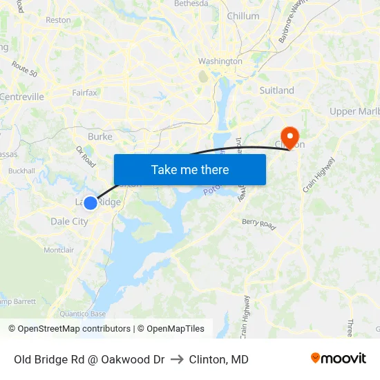Old Bridge Rd @ Oakwood Dr to Clinton, MD map