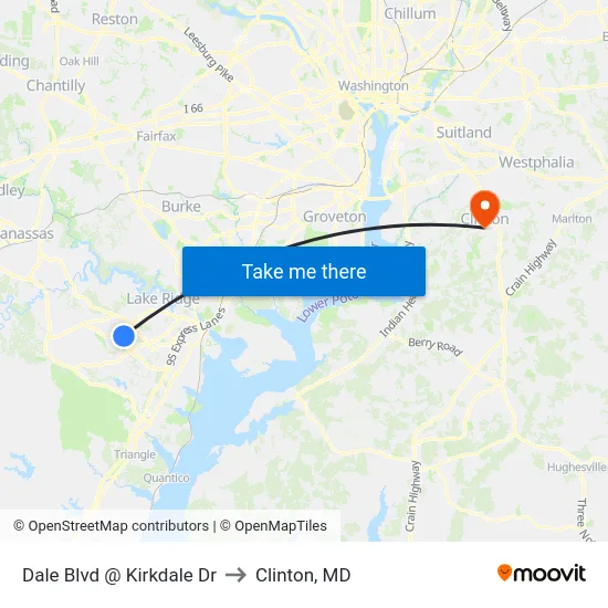 Dale Blvd @ Kirkdale Dr to Clinton, MD map