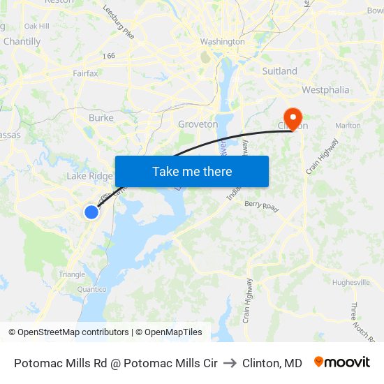 Potomac Mills Rd @ Potomac Mills Cir to Clinton, MD map