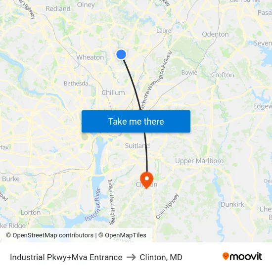 Industrial Pkwy+Mva Entrance to Clinton, MD map