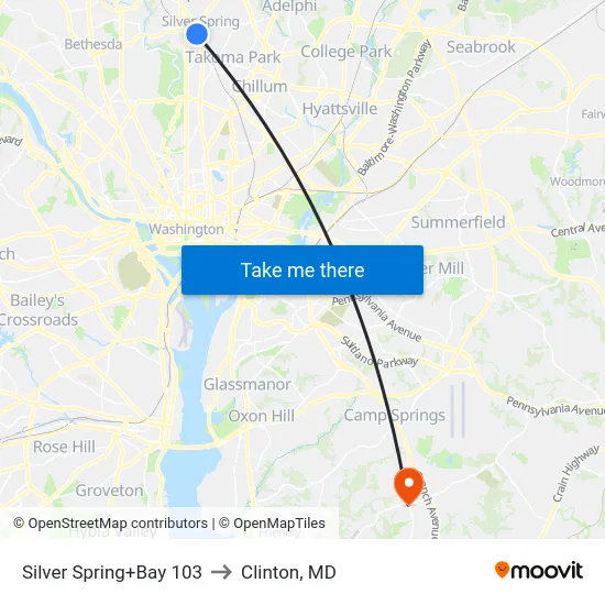 Silver Spring+Bay 103 to Clinton, MD map