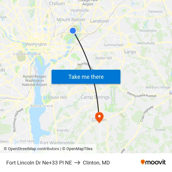 Fort Lincoln Dr Ne+33 Pl NE to Clinton, MD map