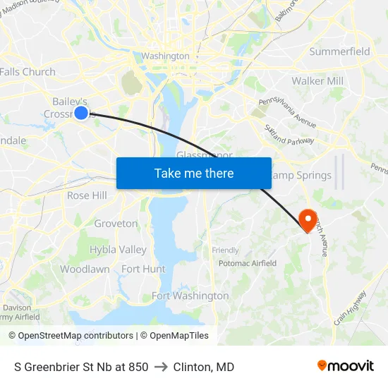S Greenbrier St Nb at 850 to Clinton, MD map
