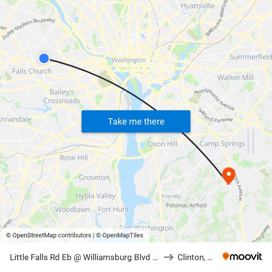 Little Falls Rd Eb @ Williamsburg Blvd MB to Clinton, MD map