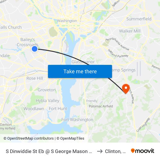 S Dinwiddie St Eb @ S George Mason Dr FS to Clinton, MD map