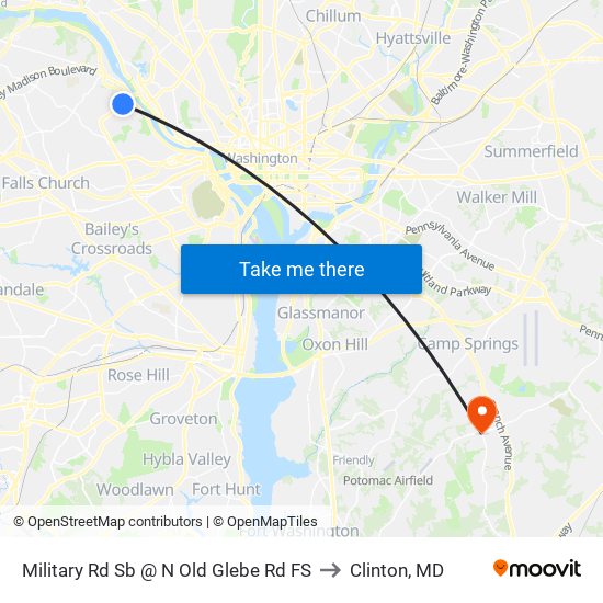 Military Rd Sb @ N Old Glebe Rd FS to Clinton, MD map