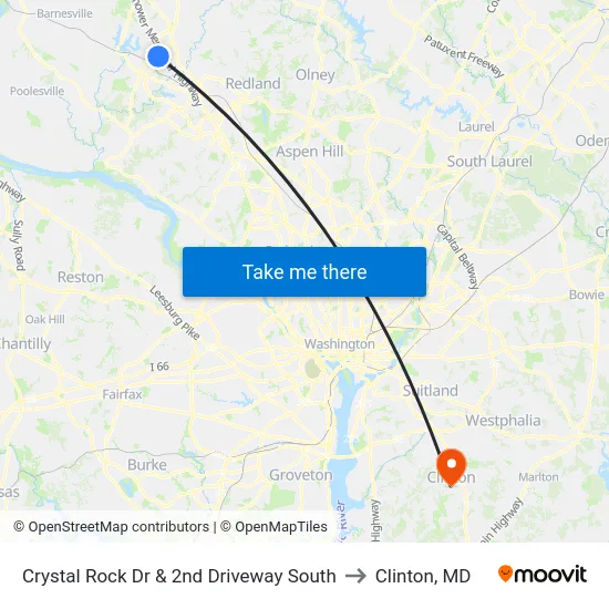 Crystal Rock Dr & 2nd Driveway South to Clinton, MD map