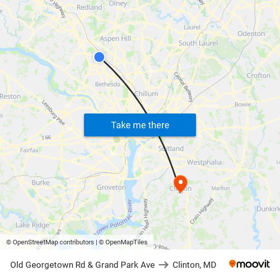 Old Georgetown Rd & Grand Park Ave to Clinton, MD map