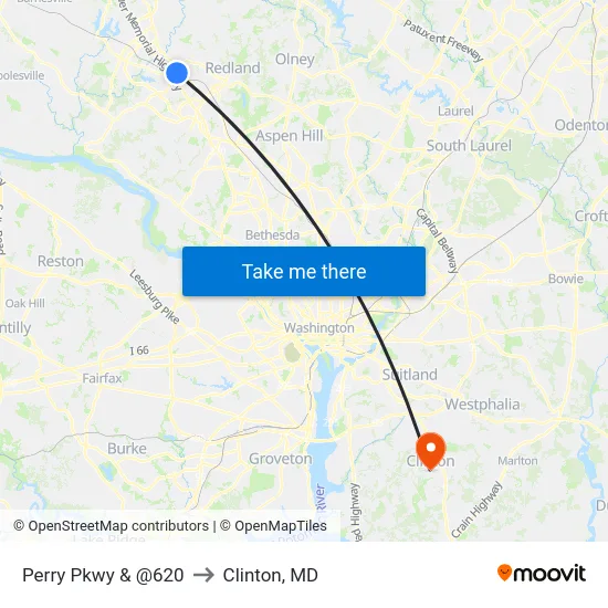 Perry Pkwy & @620 to Clinton, MD map