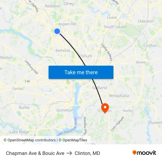 Chapman Ave & Bouic Ave to Clinton, MD map