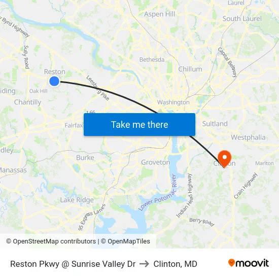 Reston Pkwy @ Sunrise Valley Dr to Clinton, MD map