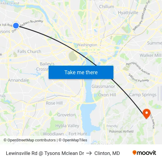 Lewinsville Rd @ Tysons Mclean Dr to Clinton, MD map