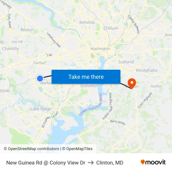 New Guinea Rd @ Colony View Dr to Clinton, MD map