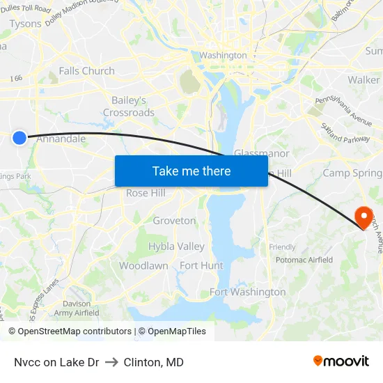 Nvcc on Lake Dr to Clinton, MD map