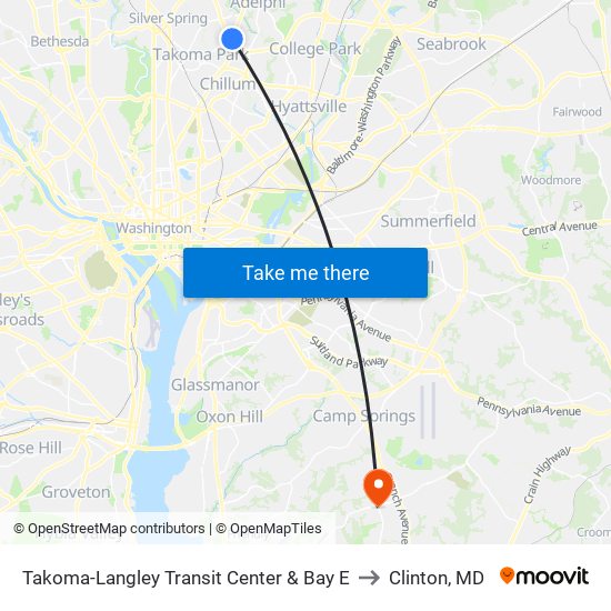 Takoma-Langley Transit Center & Bay E to Clinton, MD map