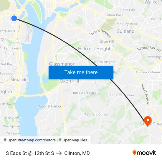 S Eads St @ 12th St S to Clinton, MD map