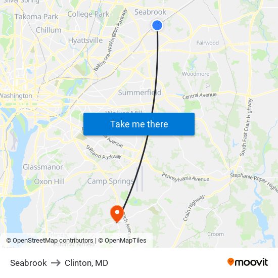 Seabrook to Clinton, MD map