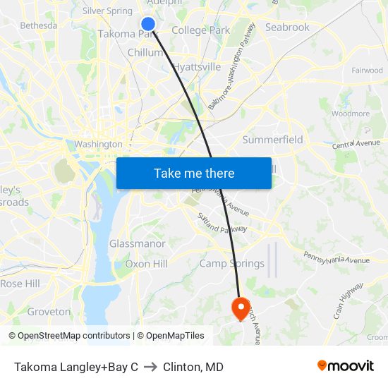 Takoma Langley+Bay C to Clinton, MD map