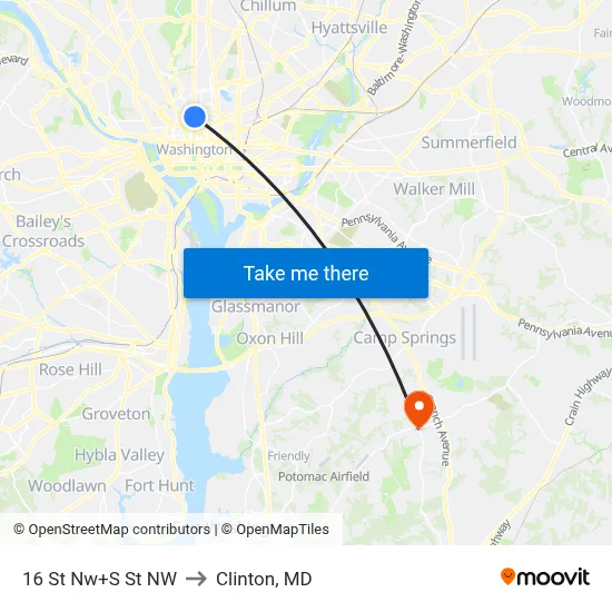 16 St Nw+S St NW to Clinton, MD map