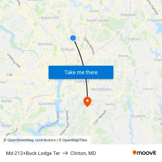 Md-212+Buck Lodge Ter to Clinton, MD map
