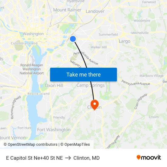 E Capitol St Ne+40 St NE to Clinton, MD map