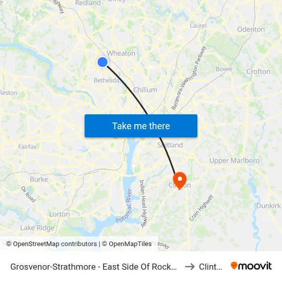 Grosvenor-Strathmore - East Side Of Rockville Pike Near Tuckerman Ln. to Clinton, MD map