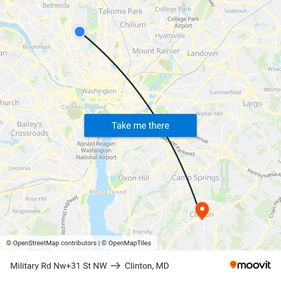 Military Rd Nw+31 St NW to Clinton, MD map
