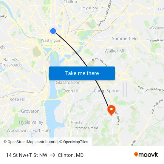 14 St Nw+T St NW to Clinton, MD map
