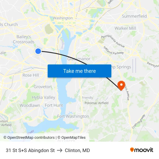 31 St S+S Abingdon St to Clinton, MD map