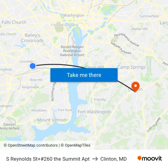 S Reynolds St+#260 the Summit Apt to Clinton, MD map