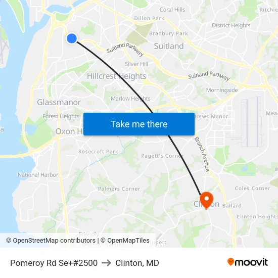 Pomeroy Rd Se+#2500 to Clinton, MD map