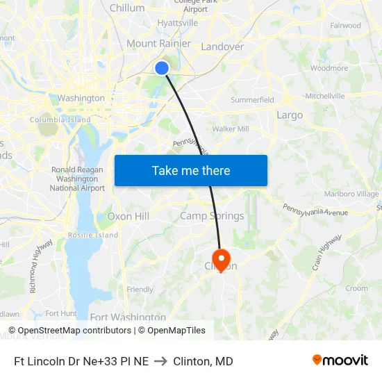 Ft Lincoln Dr Ne+33 Pl NE to Clinton, MD map