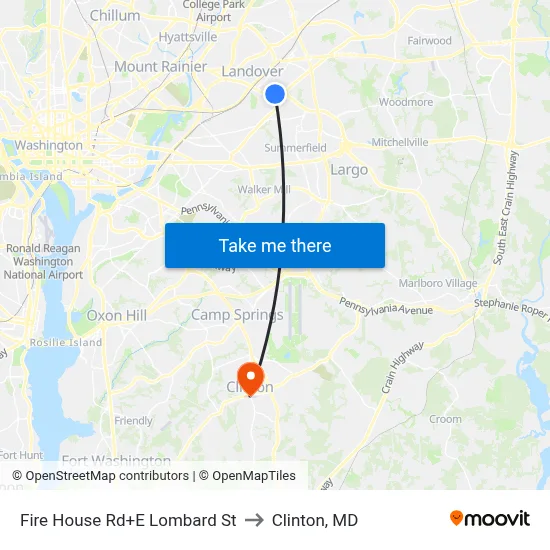 Fire House Rd+E Lombard St to Clinton, MD map