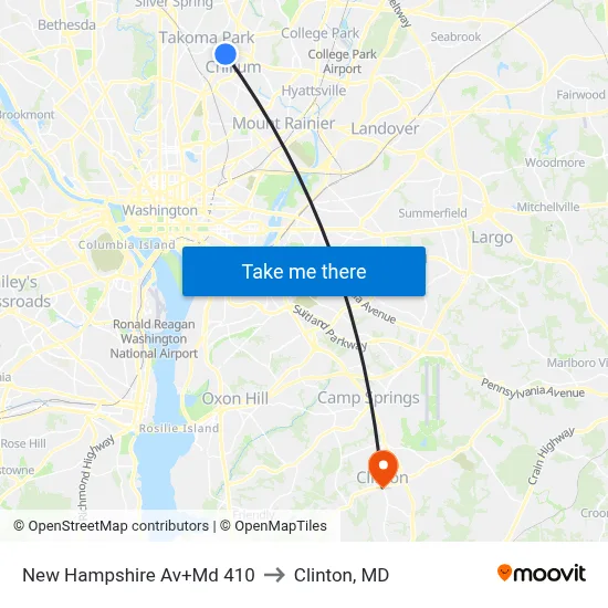 New Hampshire Av+Md 410 to Clinton, MD map