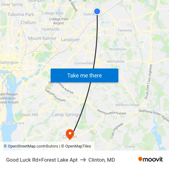 Good Luck Rd+Forest Lake Apt to Clinton, MD map