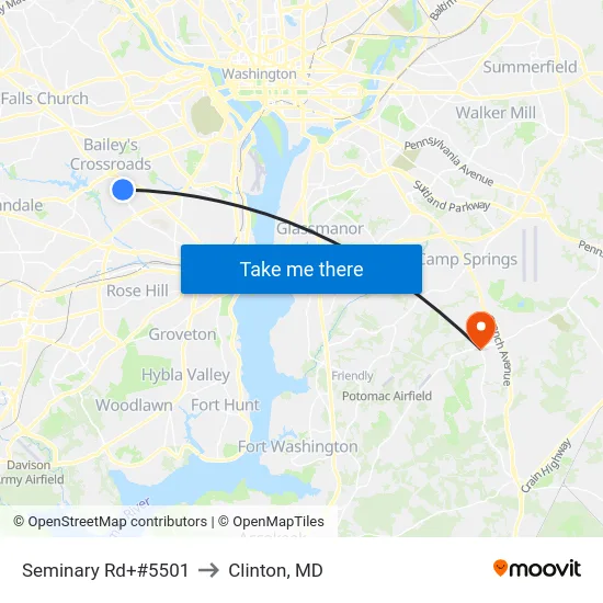 Seminary Rd+#5501 to Clinton, MD map